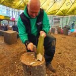 Forest School Leader Axe Wood Chopping